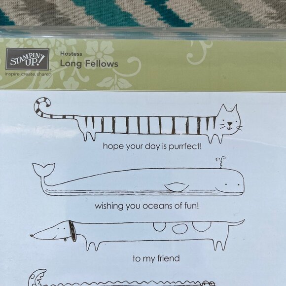 NEW Stampin' Up! Long Fellows Clear Cling Mount Stamps, Set of 6, Hostess Set - Picture 2 of 4